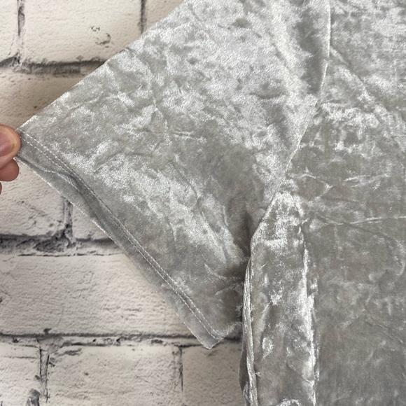 Faded Glory Silver Velvet Short Sleeved Top size 1X - Picture 4 of 7